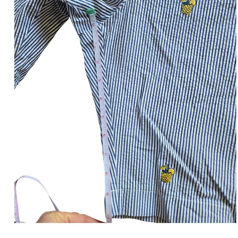 Brooks Brothers Mens 42 Seersucker Shorts Blue White Striped Pineapple Cocktail - Picture 7 of 10